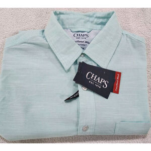 Chaps Mens Shirt Coastland Wash Chambray Button Down Large Short Sleeves NWT